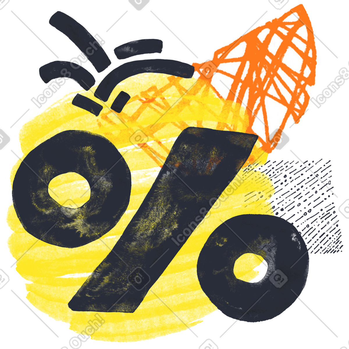 Ilustración Signo de porcentaje para venta y promoción en estilo Inky a descargar en PNG SVG