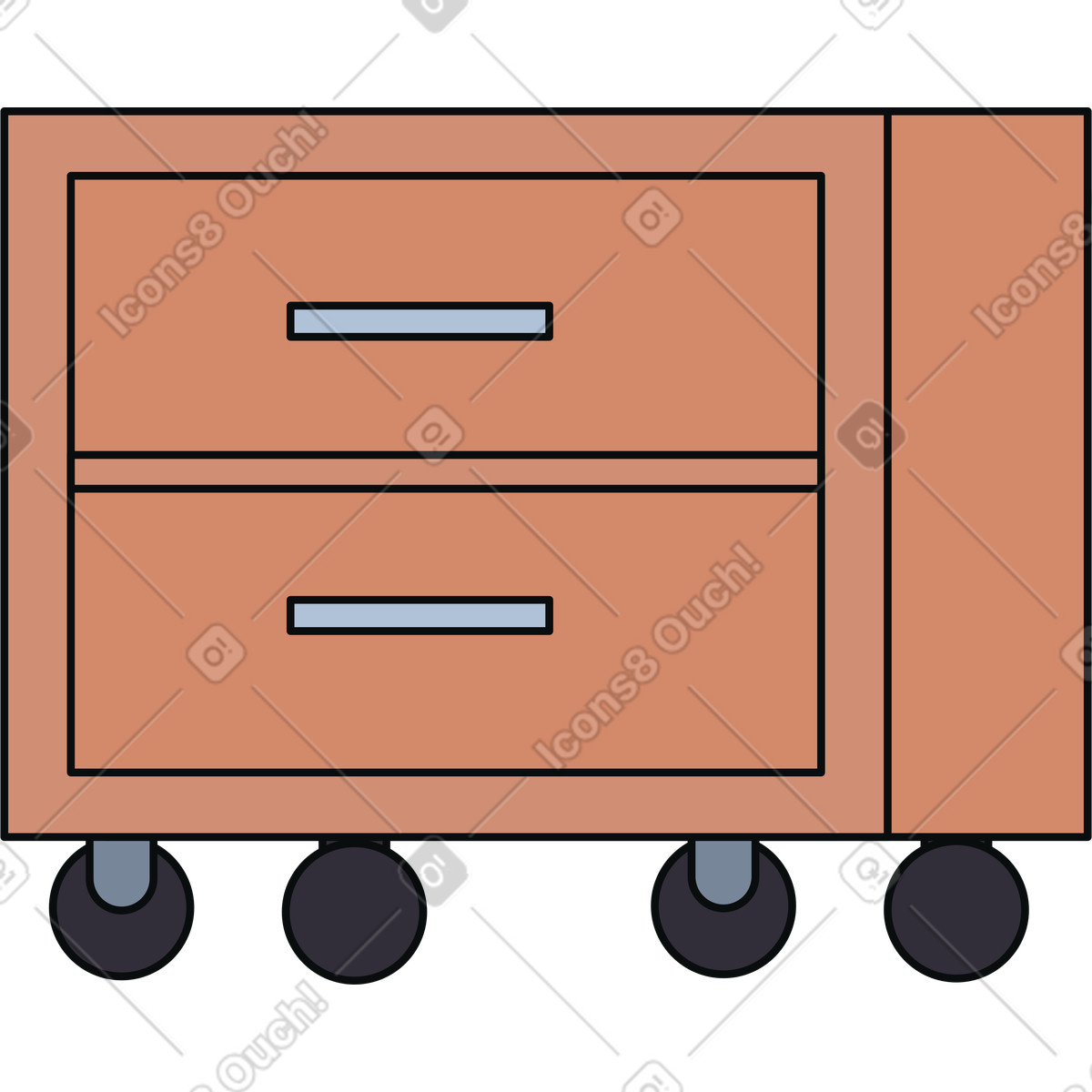 Cabinet on wheels illustration in Teko style download in PNG, SVG