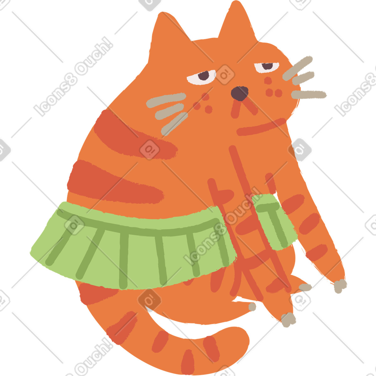 Cat in skirt illustration Ginger style download PNG, SVG