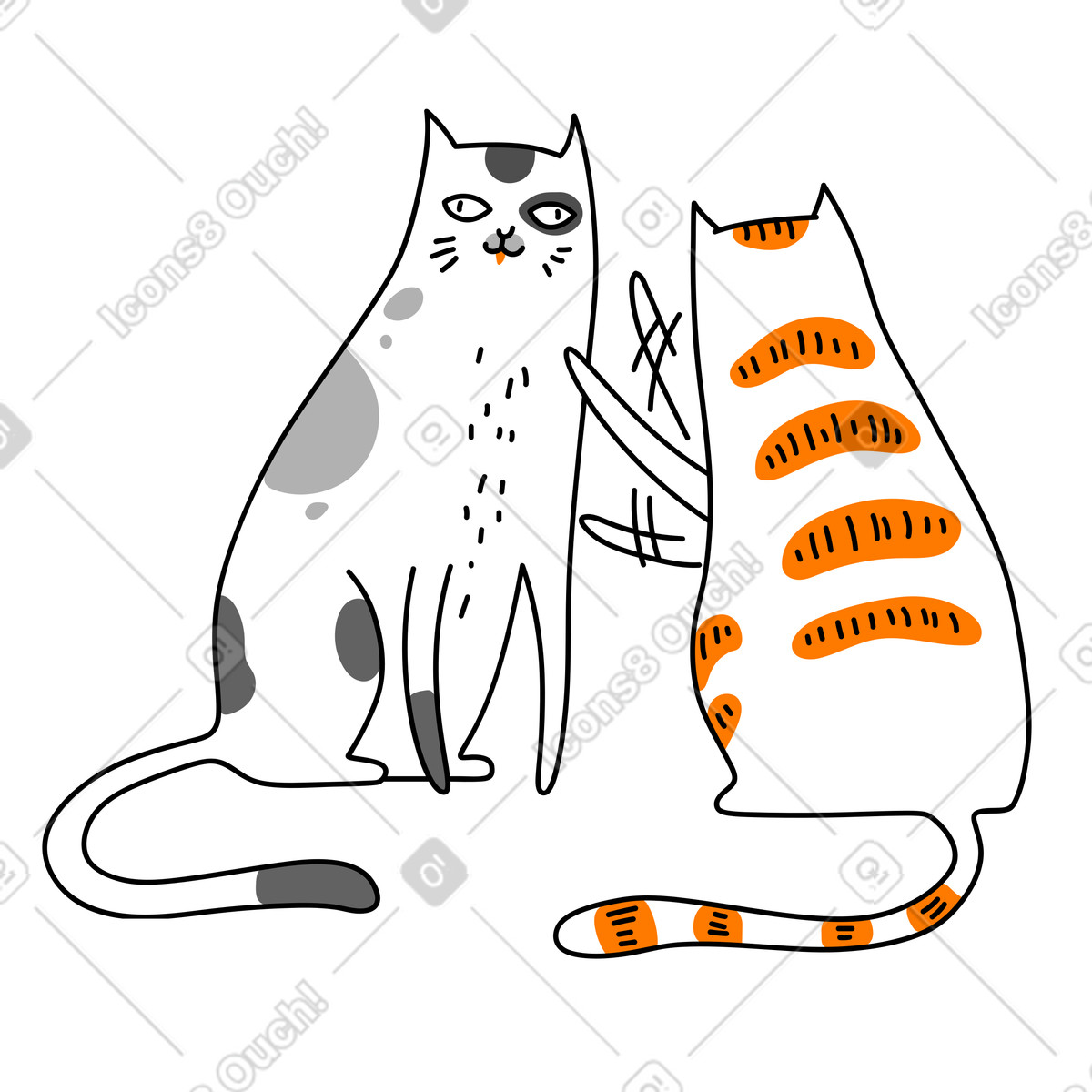 Ilustração de Lack of communication between cats, Emotional distance or no connection concept em estilo Purr para baixar em PNG, SVG