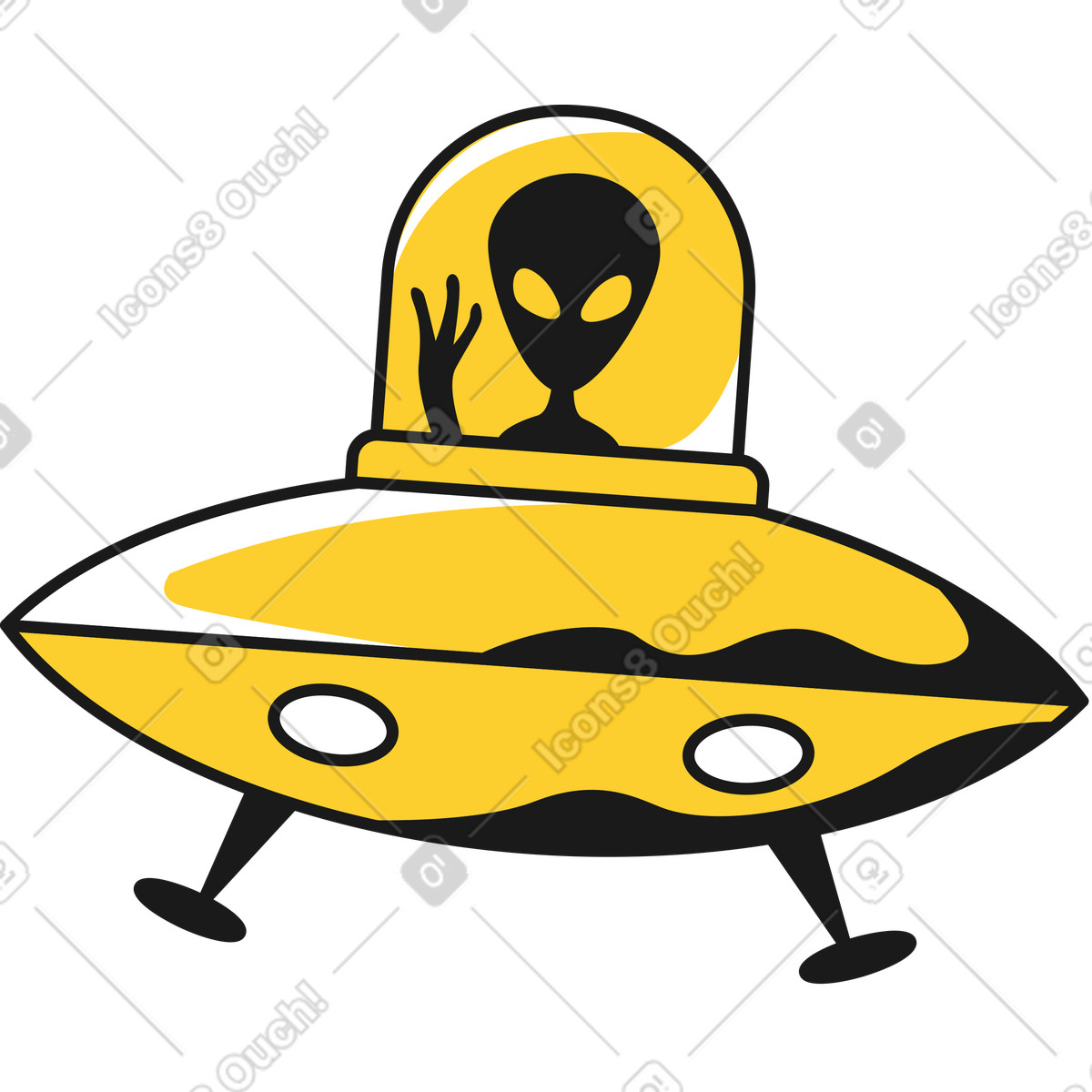 Ufo animierte Illustration im Taxi-Stil als Download in GIF, Lottie (JSON), AE