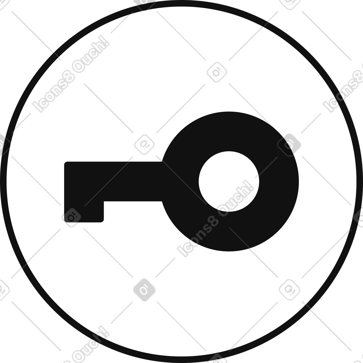 Key symbol representing security access control and locked private information-Illustration im Main-Stil als Download in PNG, SVG