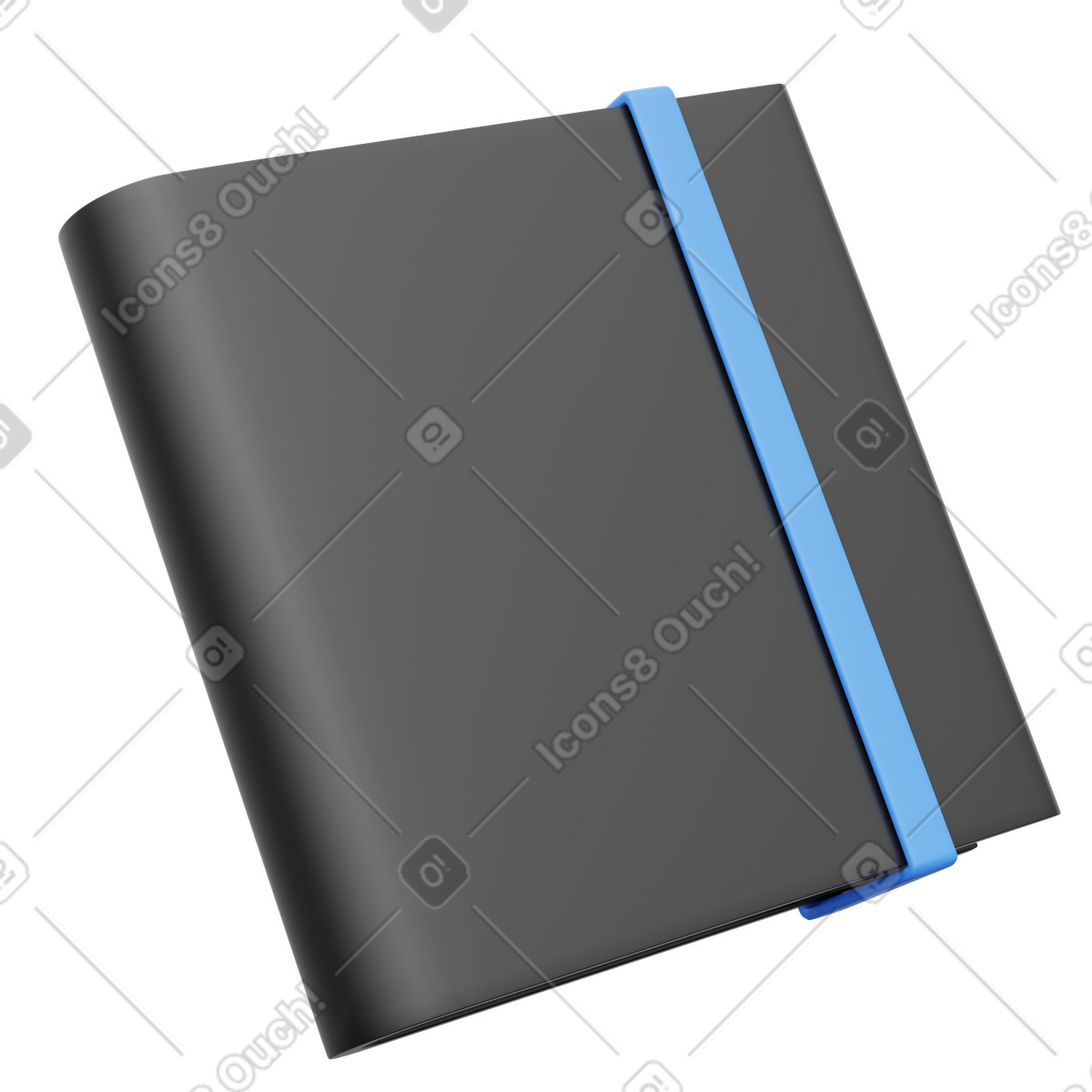 Black writing notebook for personal notes illustration in 3D Playful style download in PNG, SVG