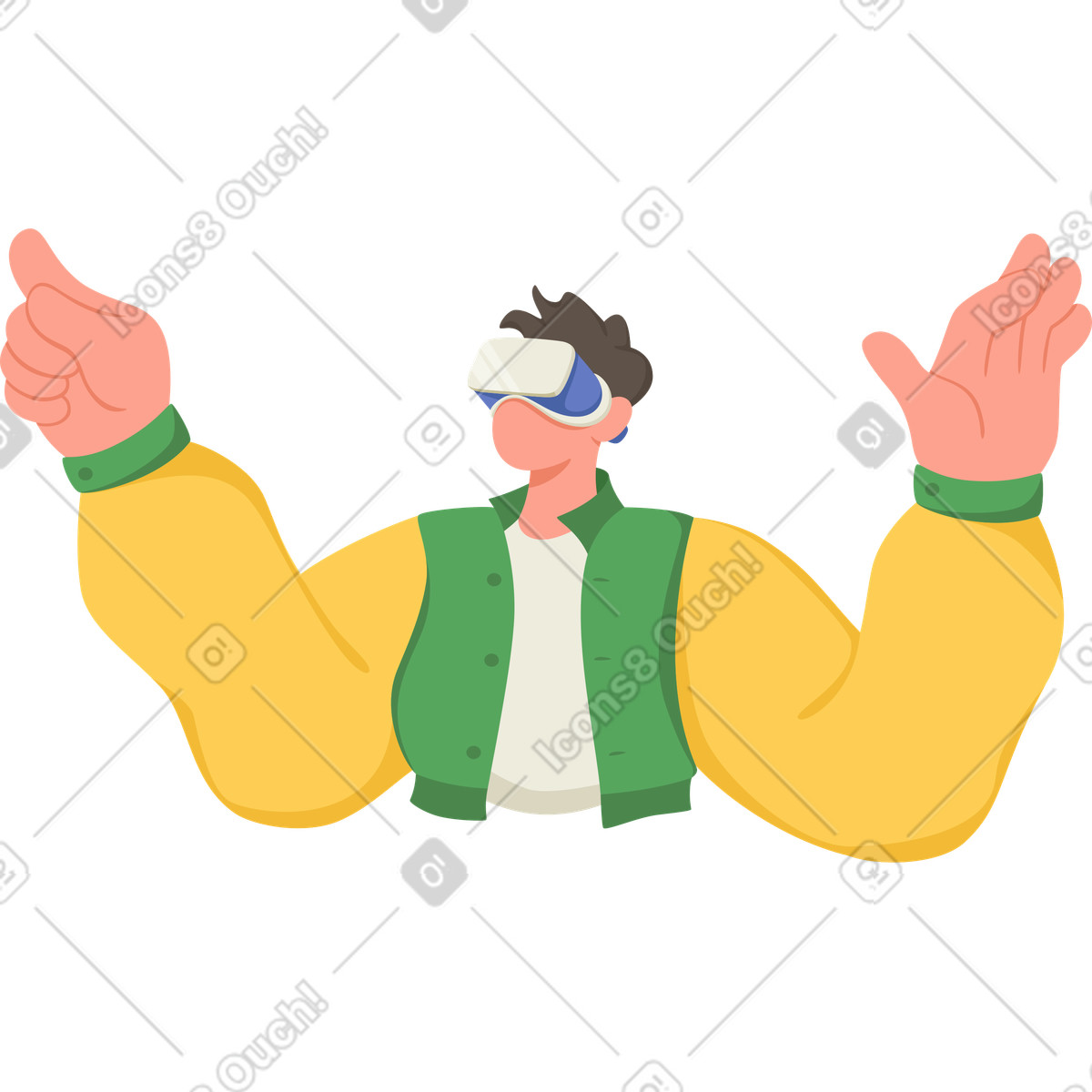 Uomo in cuffia vr illustrazione stile Social scarica PNG, SVG