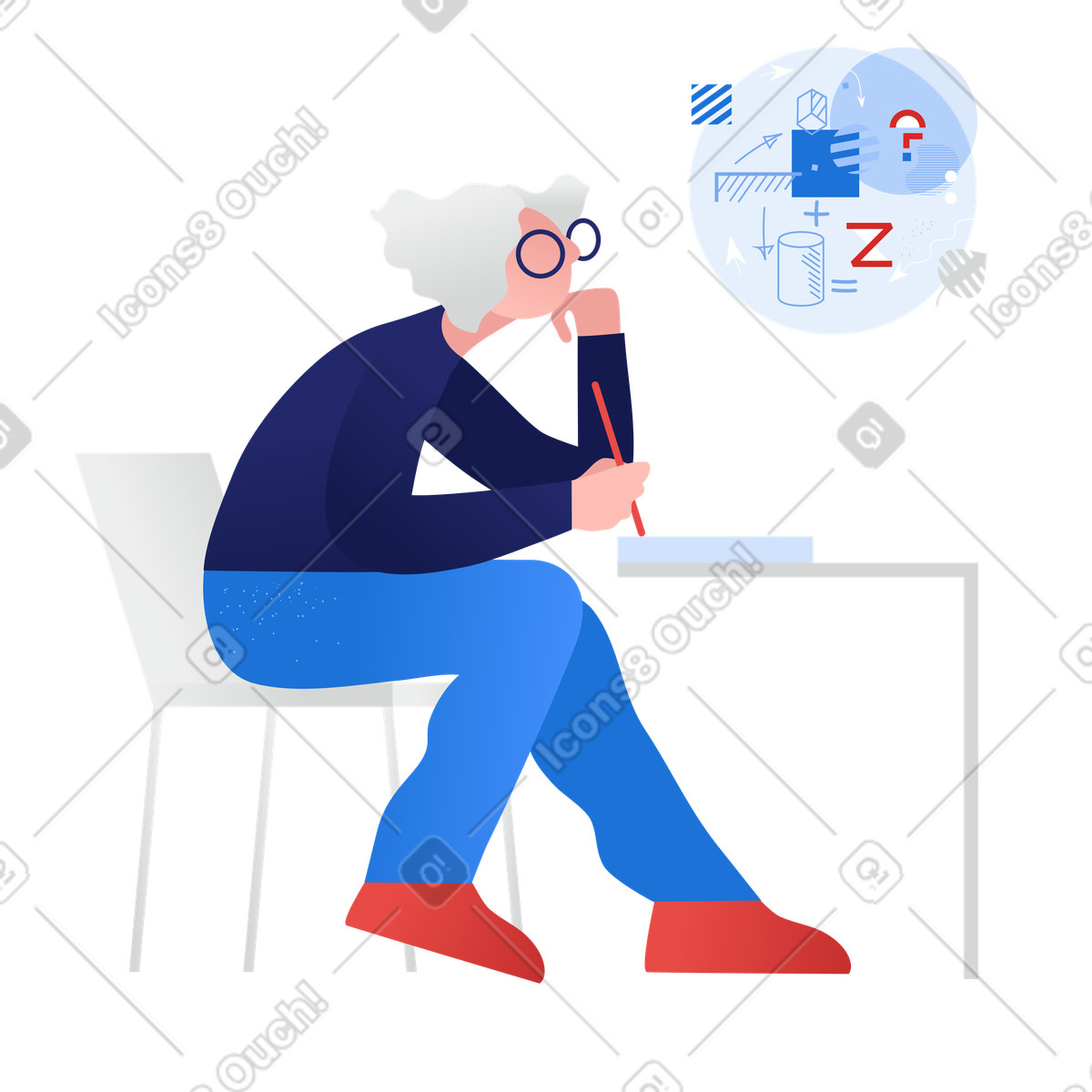 Clip スタイルの 課題を完了し、日記を書く生徒 のイラストをPNG、SVG形式でダウンロード
