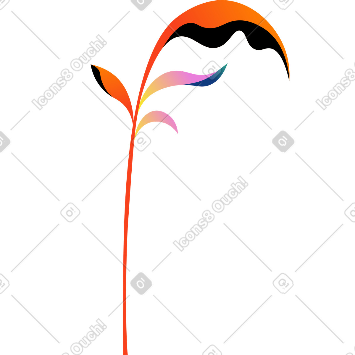 Colorful plant animated illustration in Amani style download in GIF, Lottie (JSON), AE