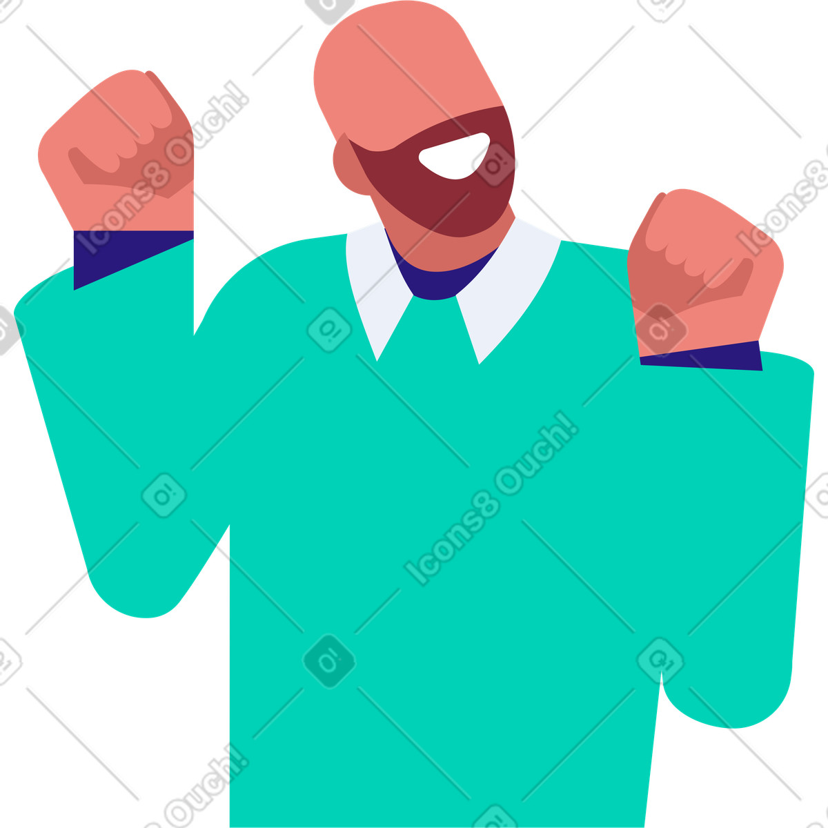 Ilustración Hombre en pose de victoria estilo Basic a descargar PNG y SVG