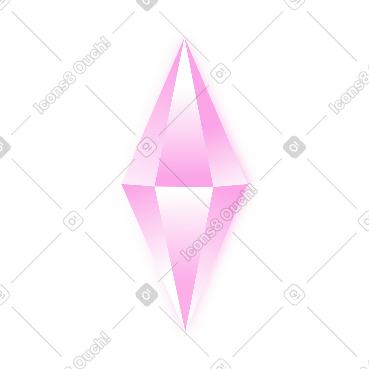 Illustration Cristal rose isométrique dans le style Glare à télécharger aux formats PNG, SVG