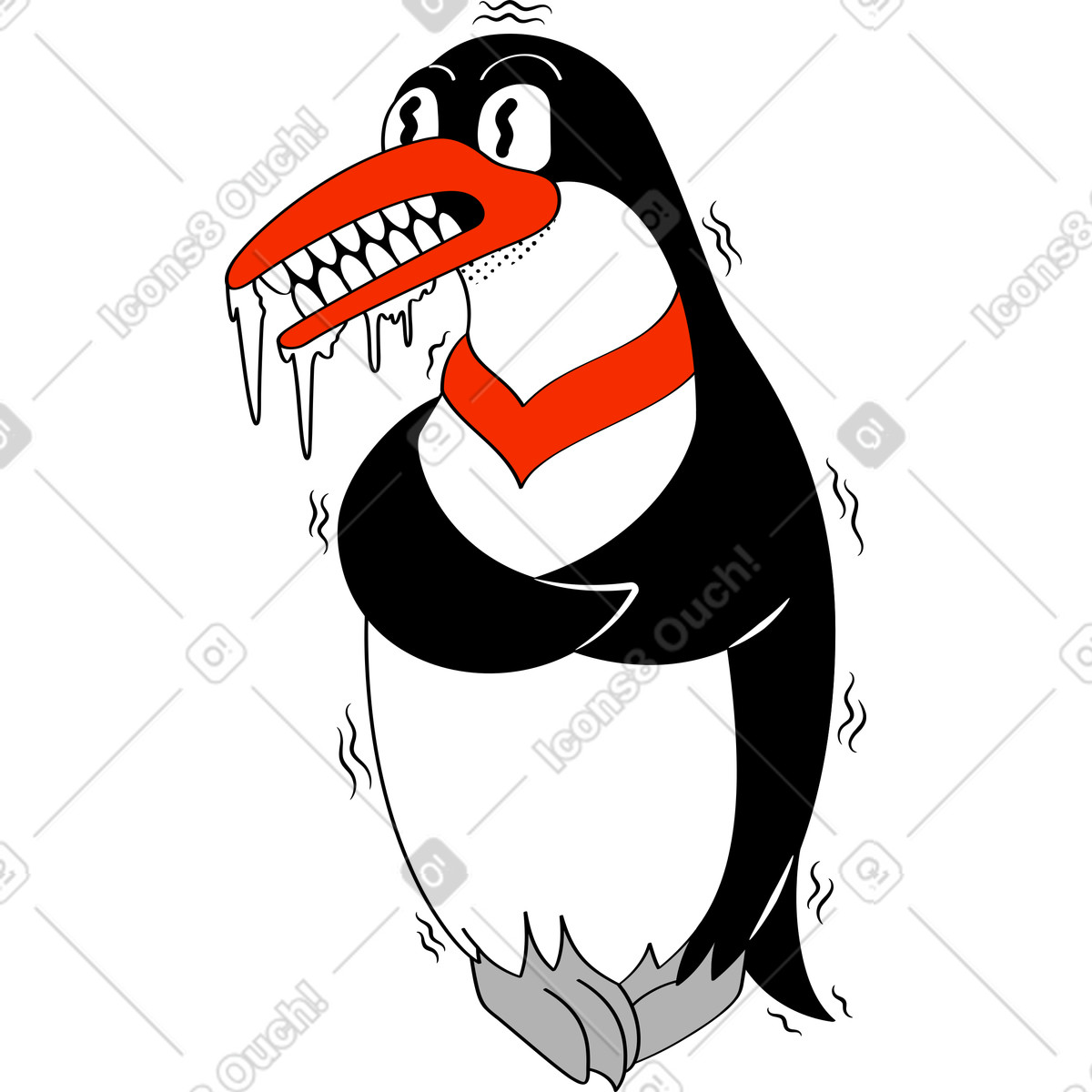 Penguin illustration in Looney style download in PNG, SVG