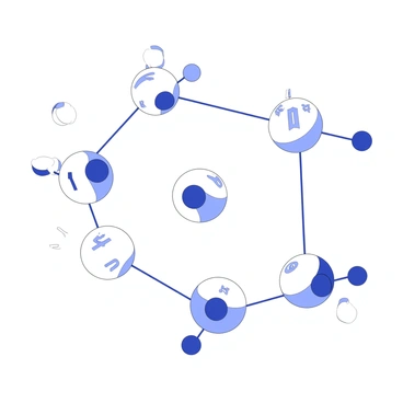 An illustration shows several atoms represented as small spheres. Each atom has distinct features, such as varying sizes and unique symbols, to indicate different elements. Lines connect the atoms, depicting the bonds being formed as they come together. Some atoms are in close proximity, while others are in the process of moving towards each other. The scene captures the dynamic nature of chemical interactions, with energy waves illustrated around the atoms, emphasizing the excitement of molecule formation.