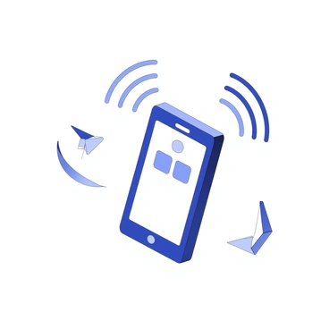 A digital device is positioned prominently in the center. It has a sleek, rectangular design with a display screen showing various icons. Above the device, there are several crisp sound waves radiating outward, illustrating the beep it emits. These sound waves are depicted as sharp, angular lines that expand in size as they move away from the device. The background is simple, allowing the focus to remain on the device and the sound waves around it.