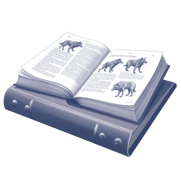 An old, leather-bound book resting on a wooden table. The cover is textured, showing signs of age, with intricate embossing along the spine. The pages are slightly yellowed, hinting at the book's history. Illustrated pages display detailed drawings of werewolves in various poses, depicting their transformation and mythical legends associated with them. Each illustration is accompanied by ornate text that describes the lore. The ambiance conveys a sense of mystery and intrigue, inviting exploration.