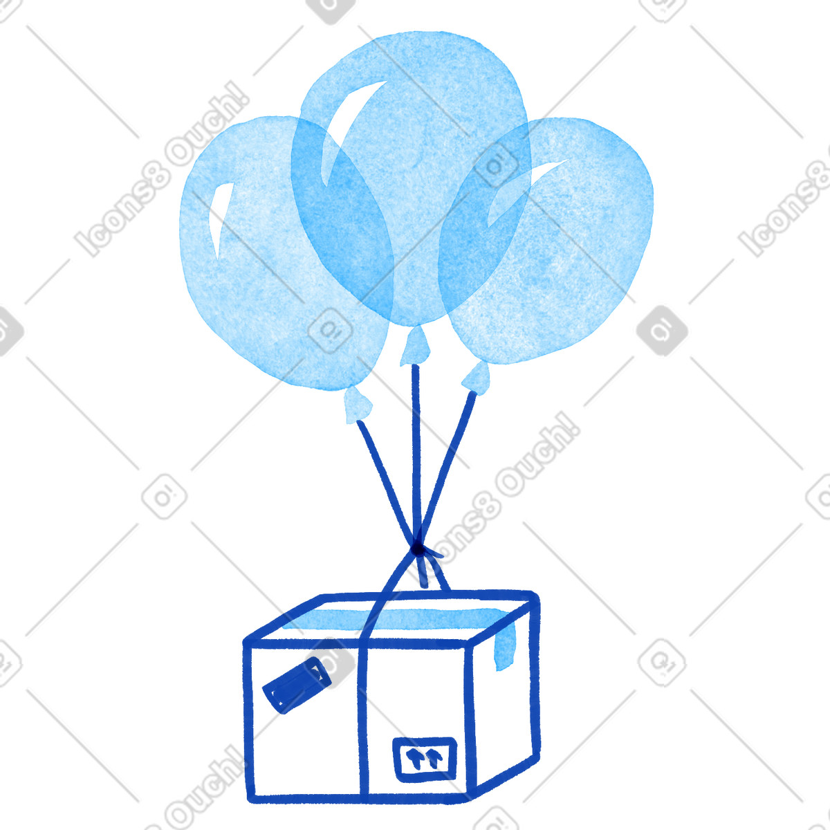 Tint 스타일의 Balloons carrying delivery box for surprise gift shipping celebration 일러스트레이션 PNG, SVG 다운로드