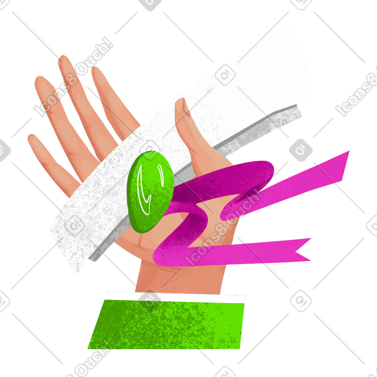Right hand holding paper scroll illustrazione in stile Flare scarica in PNG, SVG