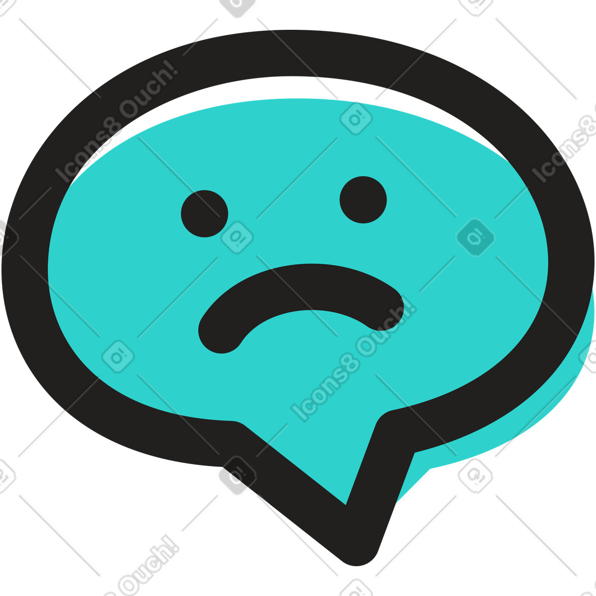 Ilustración Bocadillo de diálogo con sonrisa triste en estilo Little a descargar en PNG y SVG