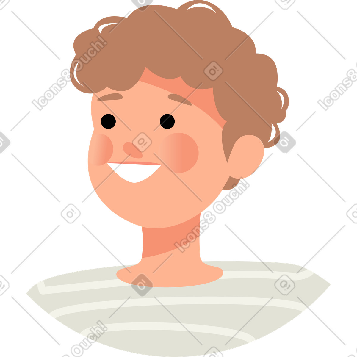 Lächelndes männergesicht-Illustration im Lagom-Stil als Download in PNG, SVG
