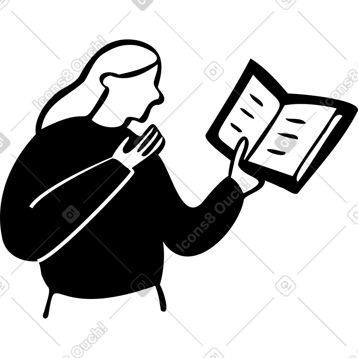 Ilustração de Mulher olhando um livro em PNG e SVG
