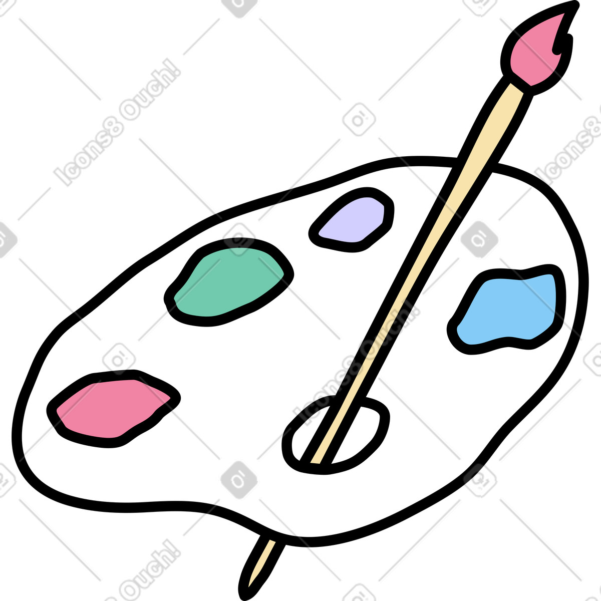 Ilustración Paleta con un pincel en estilo Notes a descargar en PNG y SVG