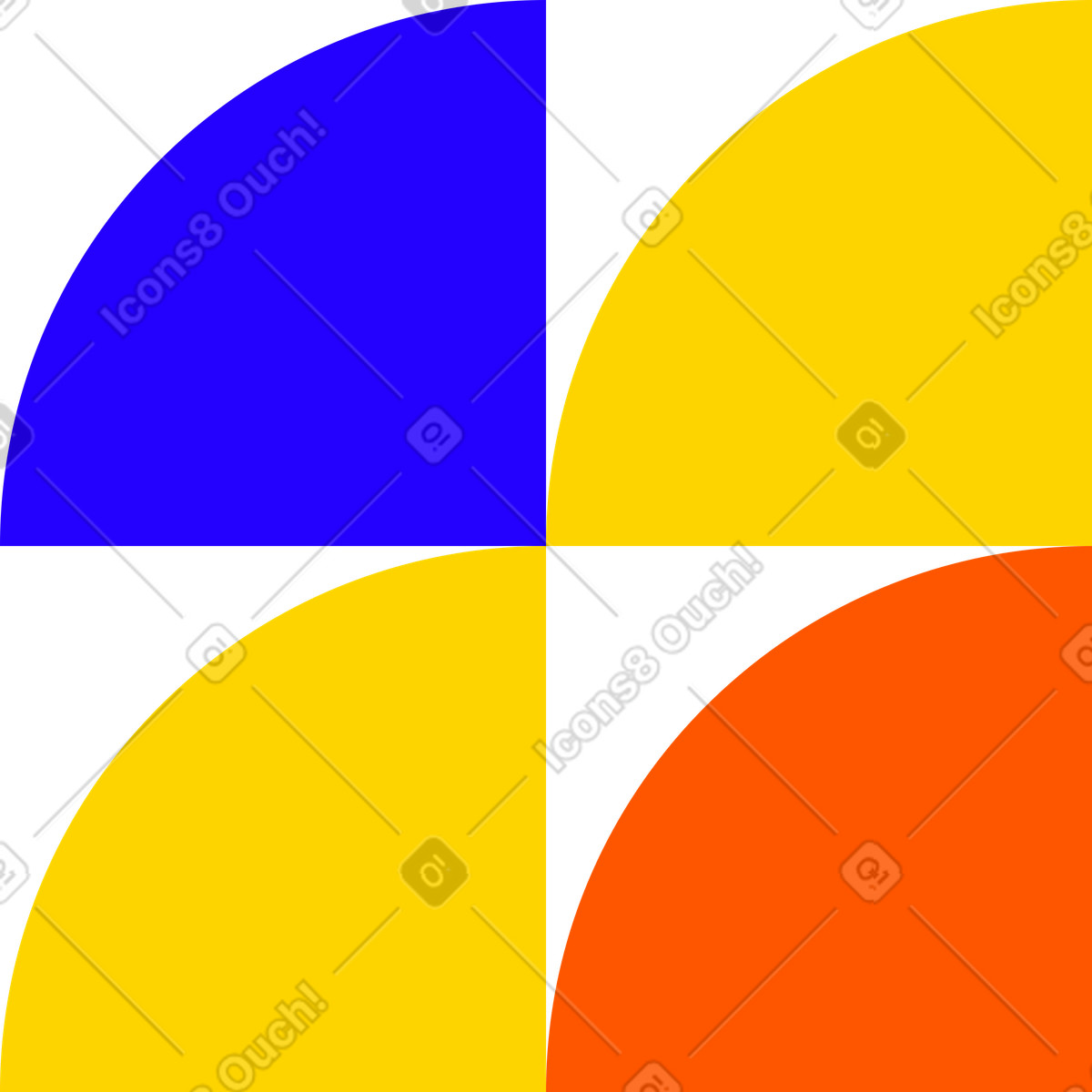 Quarters of circles illustration in Framework style download in PNG, SVG