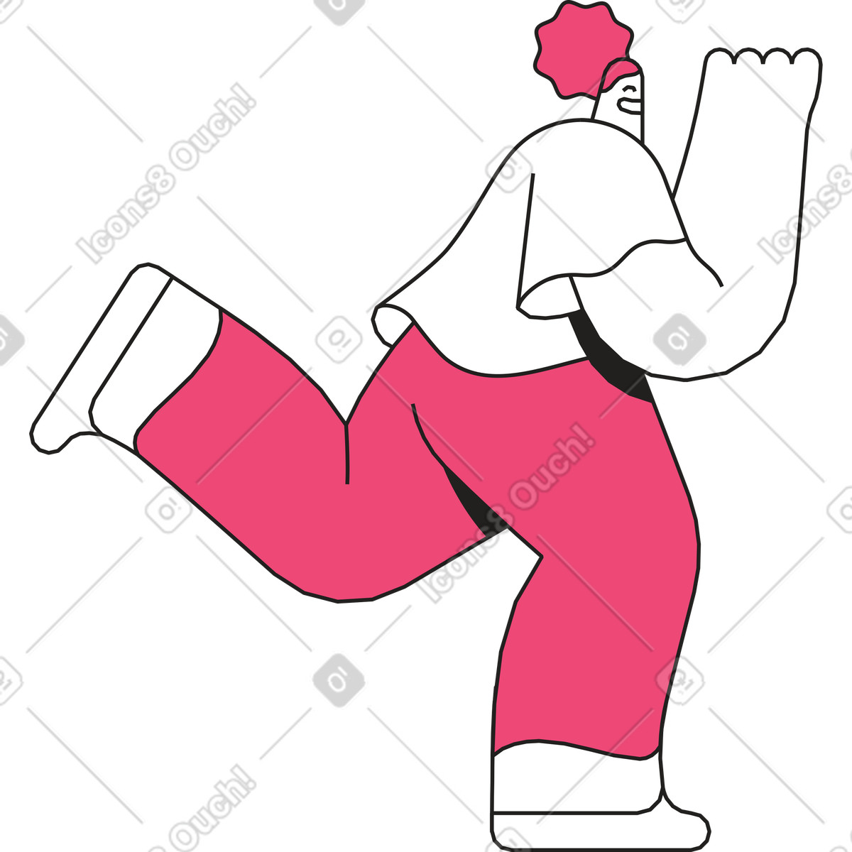 Ilustração de Menina levantou a perna em no estilo Dazzle Line para baixar em PNG, SVG