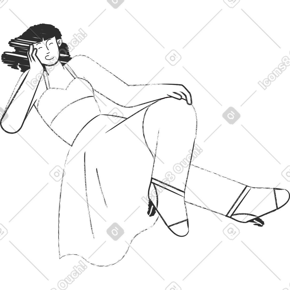 Ilustración Mujer acostada en estilo Graphite a descargar en PNG y SVG