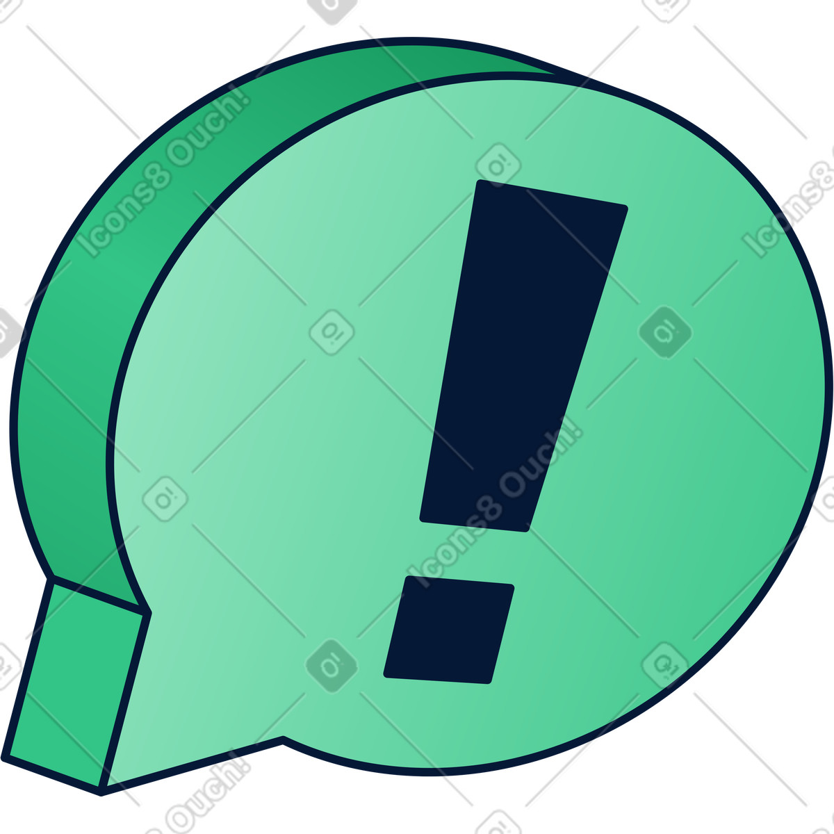 Speech bubble with exclamation mark illustration in PNG, SVG
