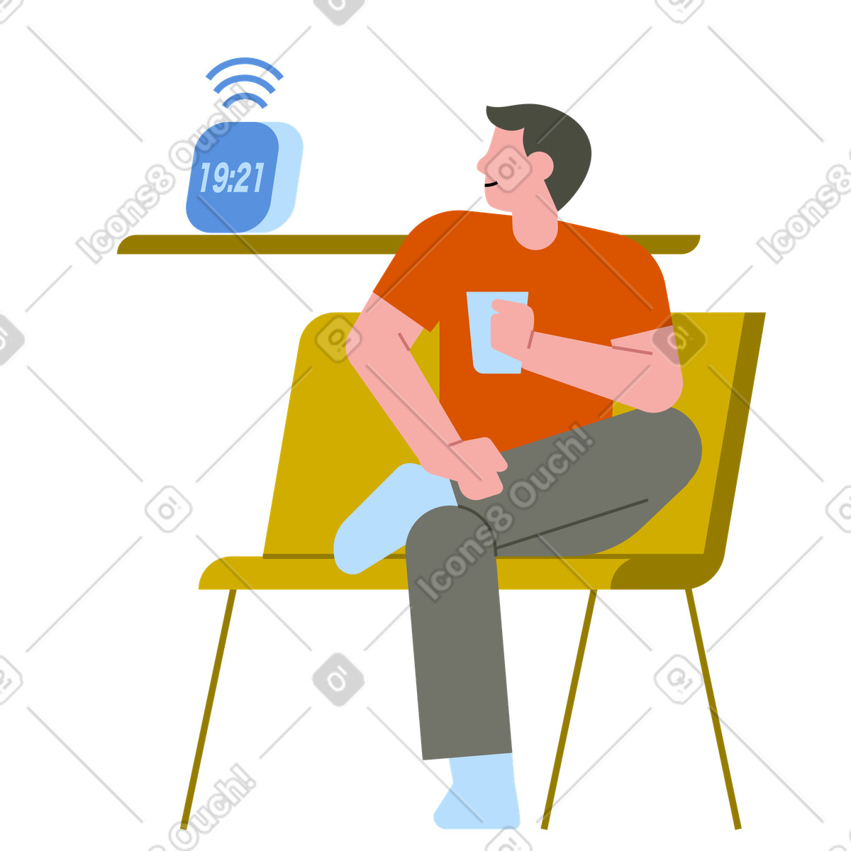 Vector スタイルの Aiスピーカーと話す男性 のイラストをPNG、SVG形式でダウンロード