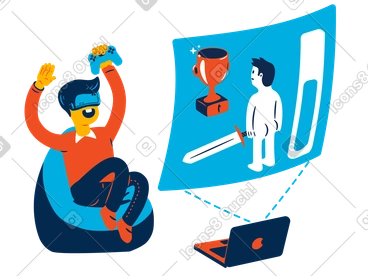 Man playing video games in vr PNG, SVG