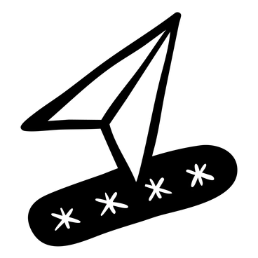 A paper airplane with stars below it - Journal style illustration