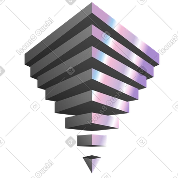 Pyramide inversée abstraite avec niveaux empilés, concept de hiérarchie et de structure PNG, SVG