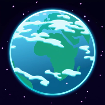 A breathtaking view of Earth from space, showcasing the curvature of the planet. The image captures the vibrant blue oceans, green landmasses, and white clouds swirling in the atmosphere. The atmosphere has a glowing edge, illuminated by the distant sun, creating a radiant halo effect around the planet. Stars twinkle in the backdrop of the deep black void of space, adding to the sense of vastness in the scene.