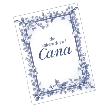 A beautifully designed wedding invitation highlighting the celebration at Cana.