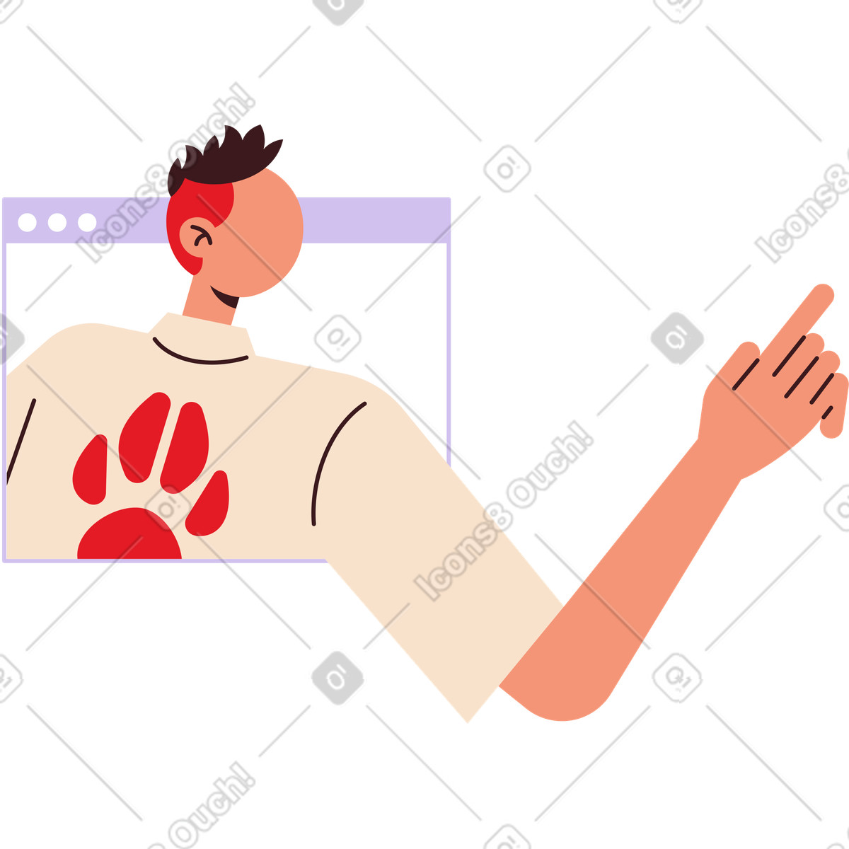 Ilustración Tipo que va más allá de la ventana del navegador en estilo Folks a descargar en PNG y SVG