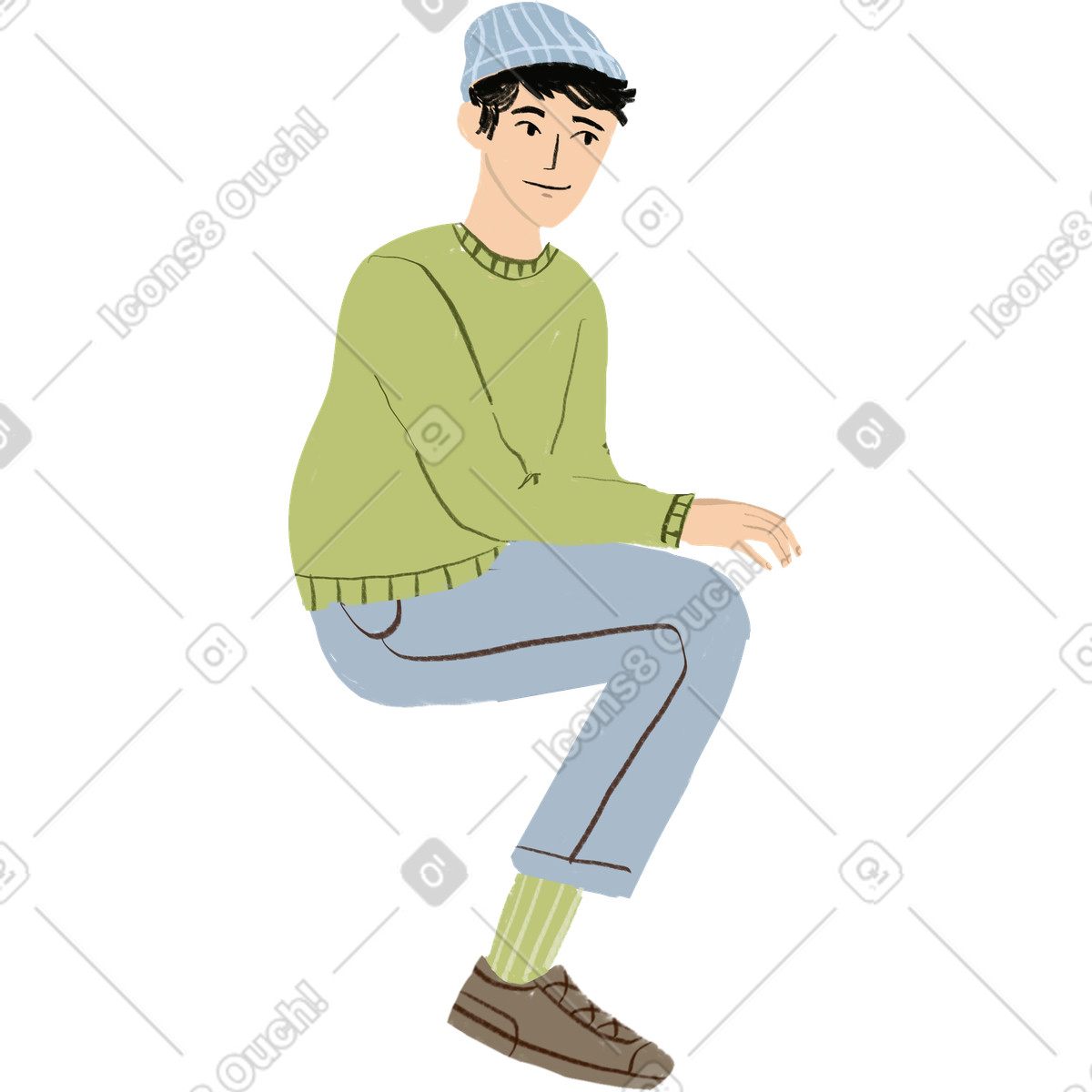 下载 Lumiere 风格的 Man sitting 插画，支持 PNG、SVG 格式