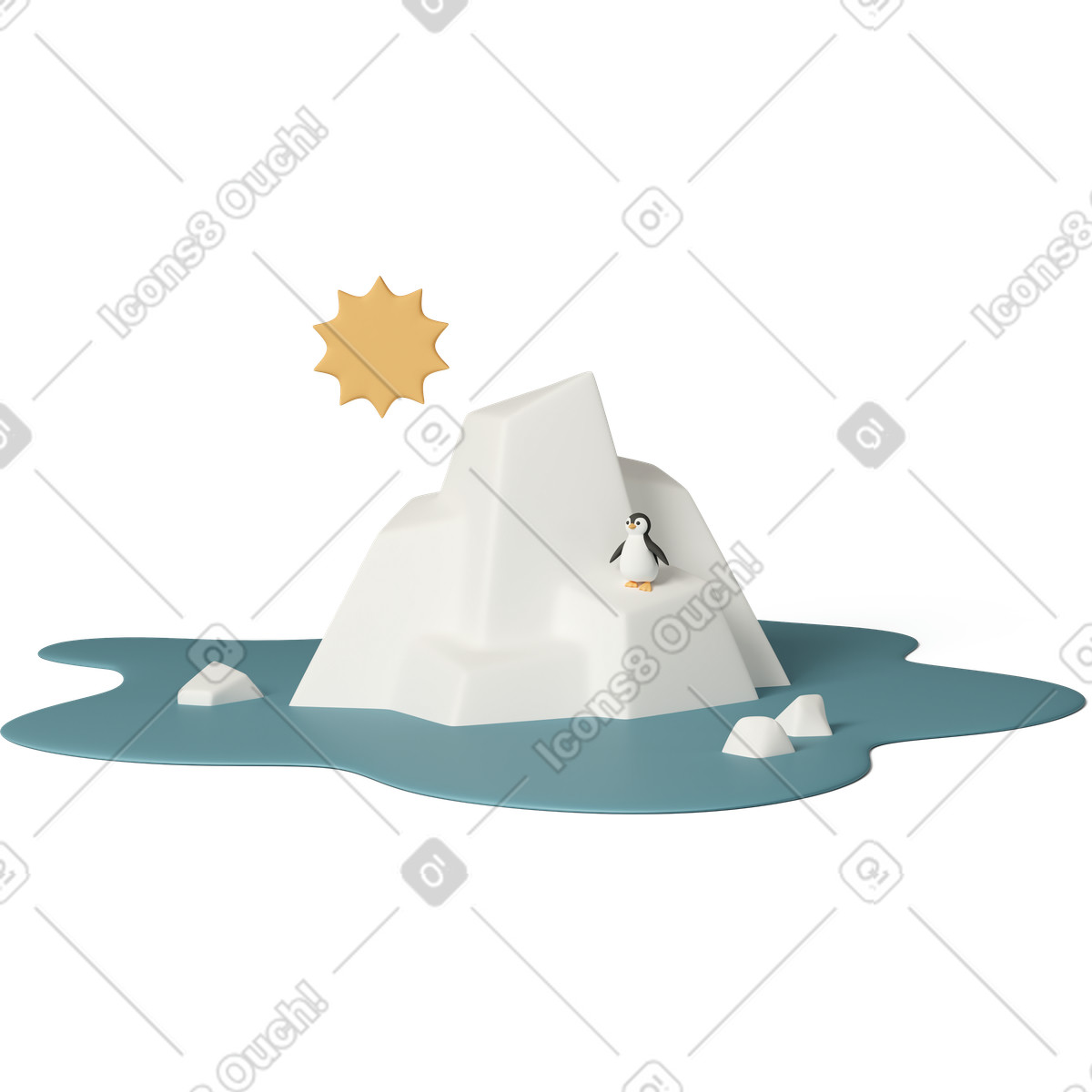 Melting glacier illustrazione in stile 3D Casual life scarica in PNG, SVG