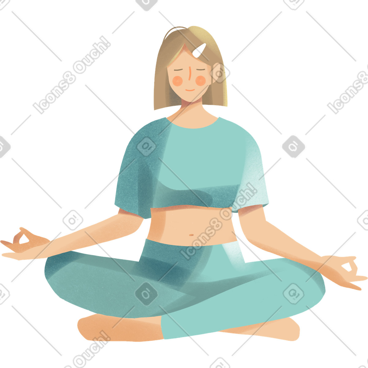 Young blonde woman meditating-Illustration im Shine-Stil als Download in PNG, SVG