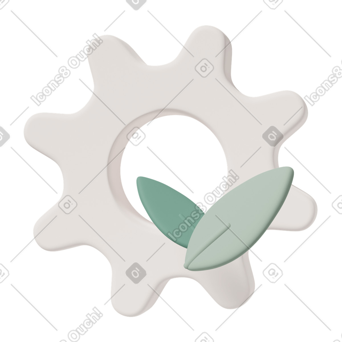 Ilustração de Cogwheel and green leaves em no estilo 3D Casual life para baixar em PNG, SVG