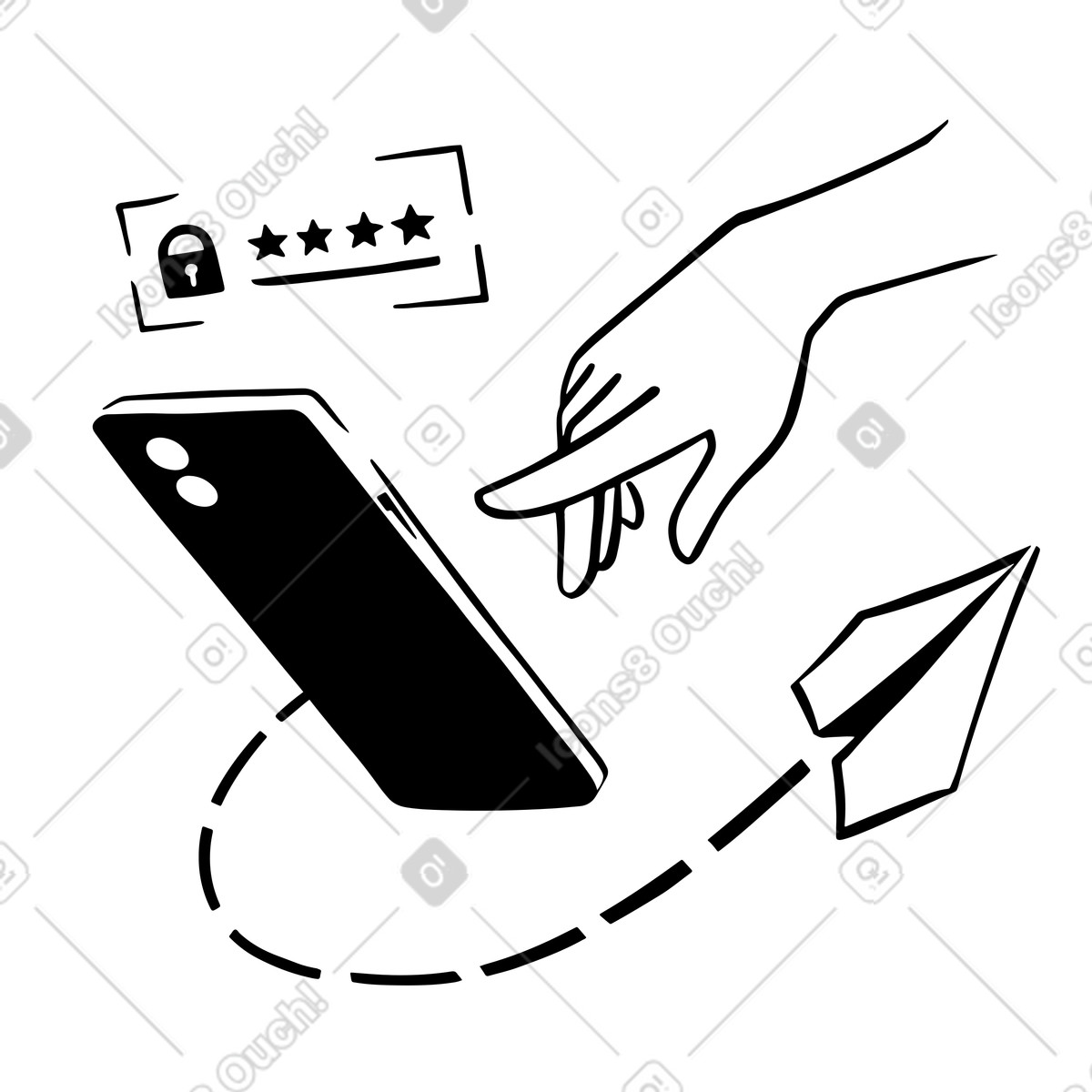 Illustration animée Vérification du mot de passe à usage unique sur smartphone dans le style Line télécharger aux formats GIF, Lottie (JSON), AE