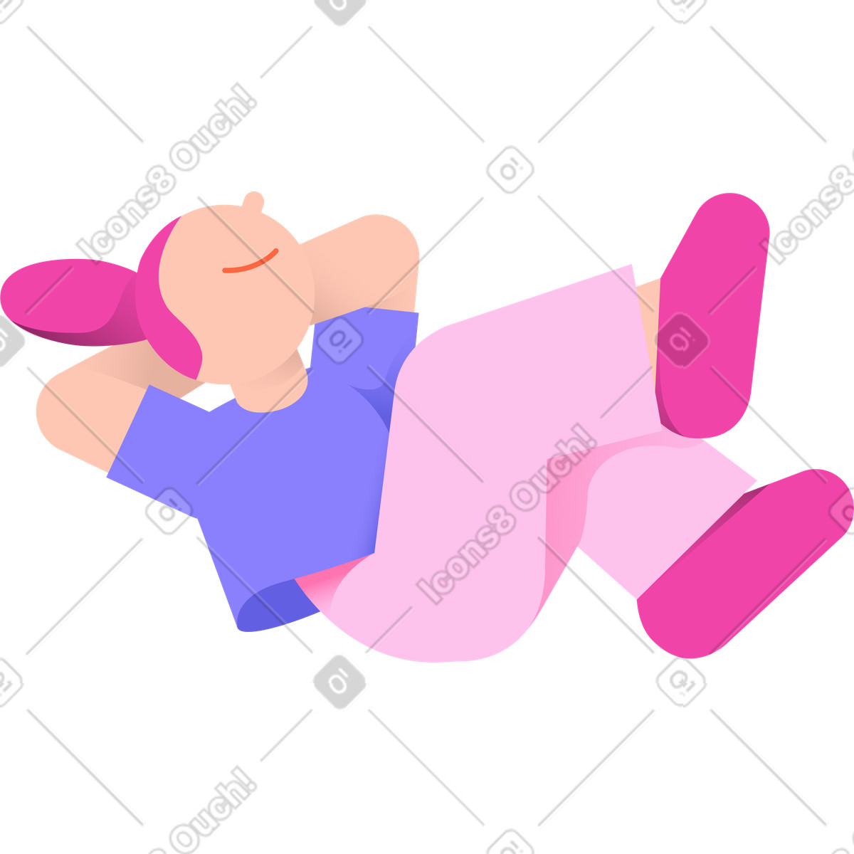 Donna sdraiata con le mani dietro la testa illustrazione in stile 8bit scarica in PNG, SVG