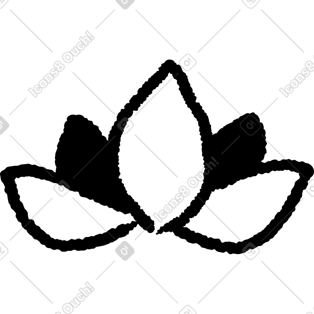 Ilustração de Lotus flower silhouette with five petals minimal monochrome symbol em no estilo Black Chalk para baixar em PNG, SVG