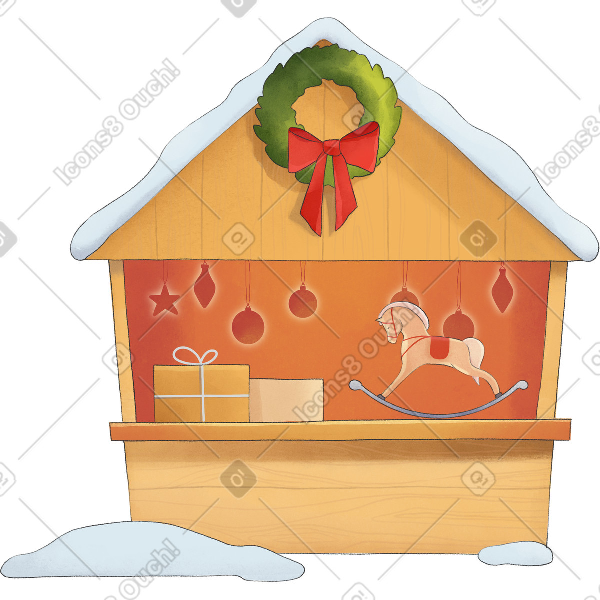 Christmas shop with gifts illustration in Seasons style download in PNG, SVG