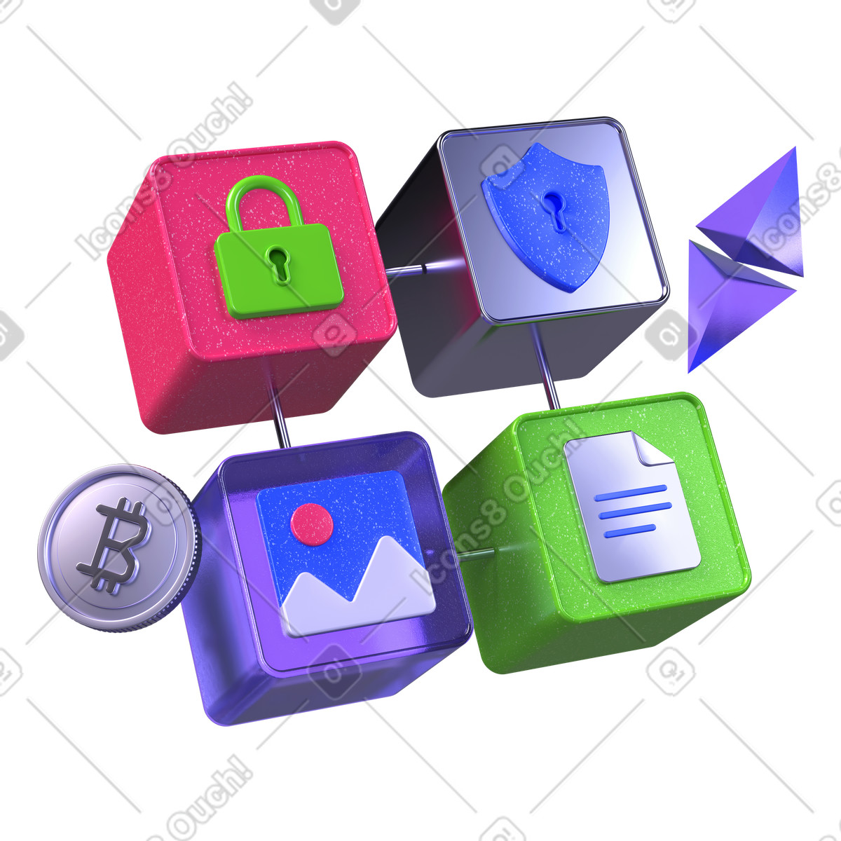 Blockchain technology for crypto transactions illustration in PNG, SVG