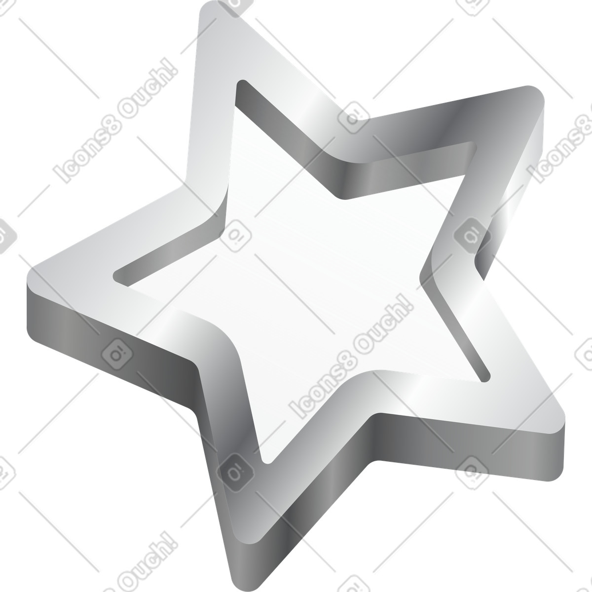 Five pointed star with metallic border illustration in Token style download in PNG, SVG