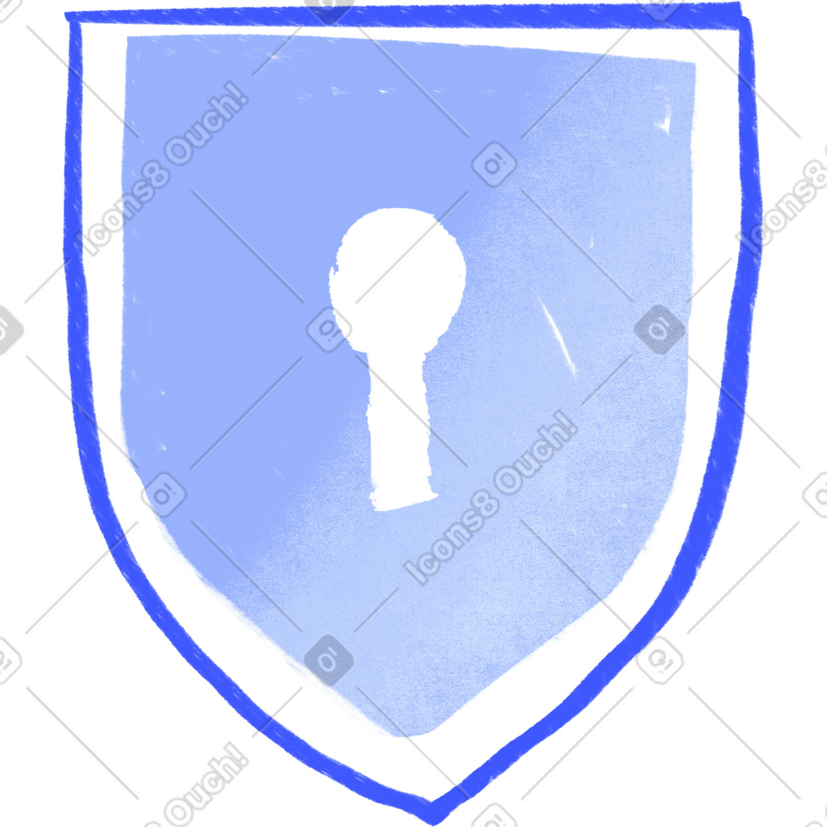 Small shield with a key hole illustration in Quirky style download in PNG, SVG