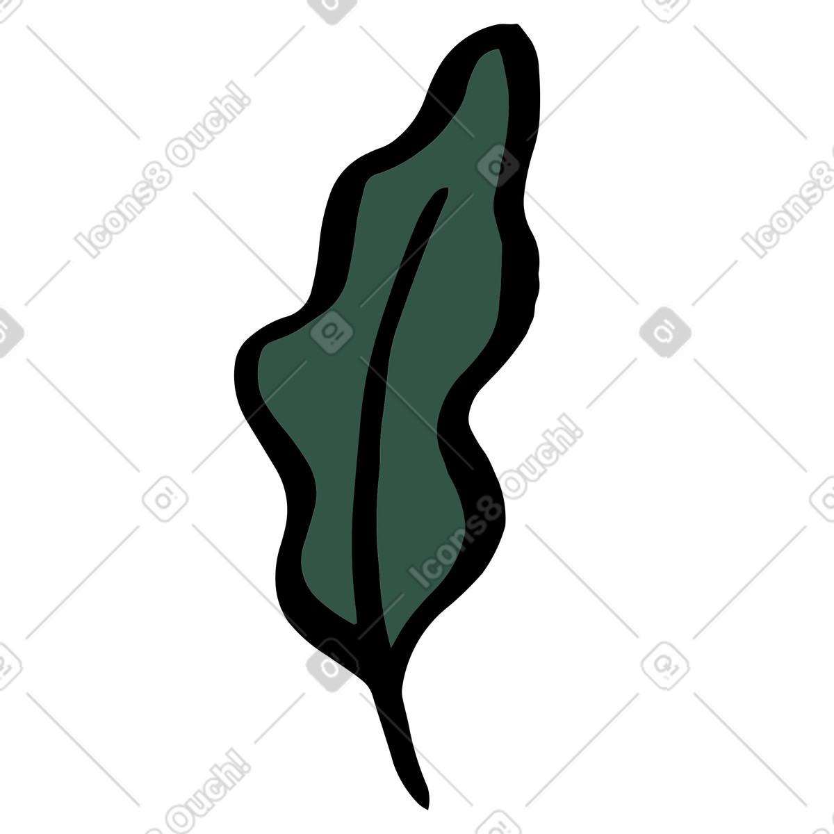 Leaf with wavy edges illustration in Scandi style download in PNG, SVG