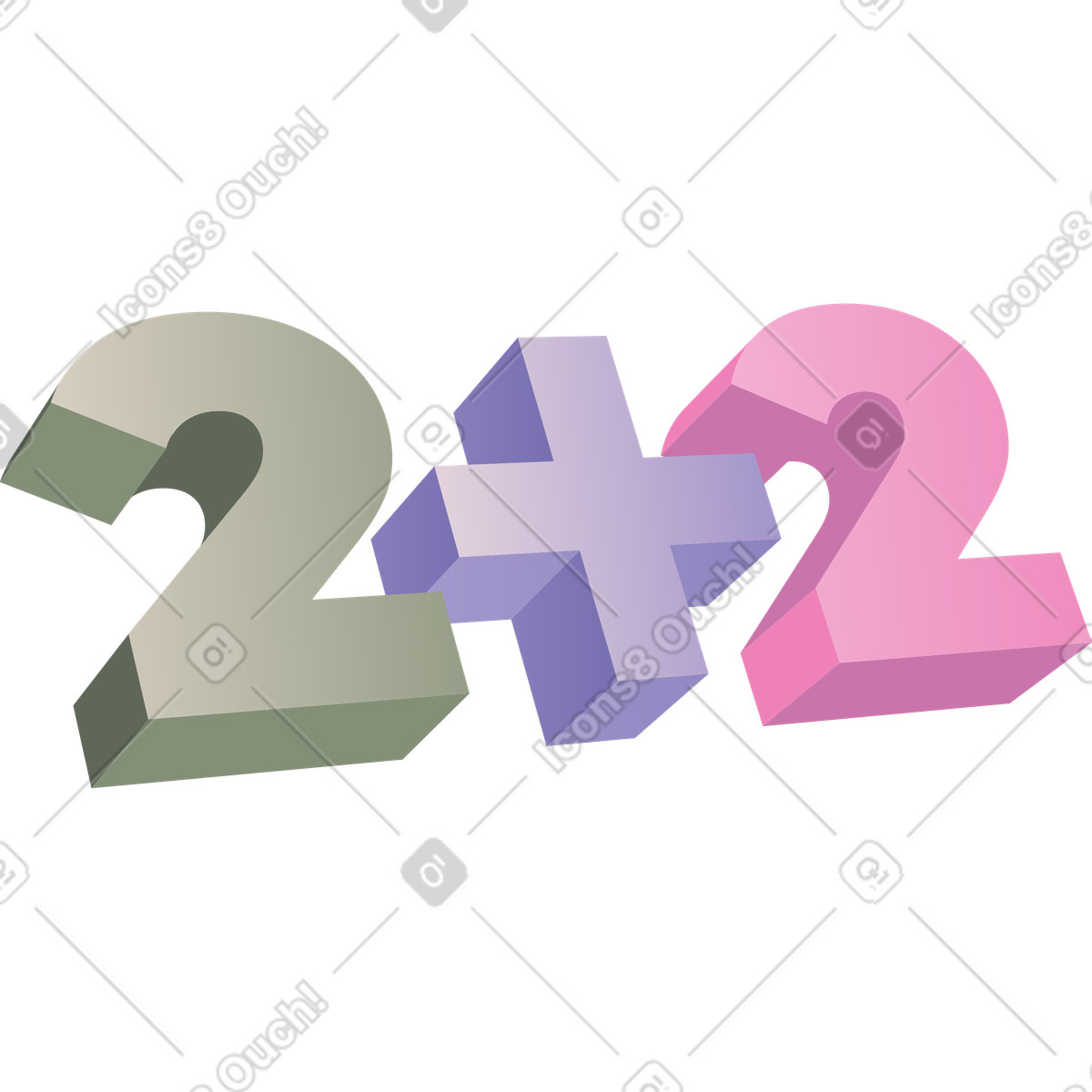 Schriftzug 2+2 text-Illustration im Coworking-Stil als Download in PNG, SVG
