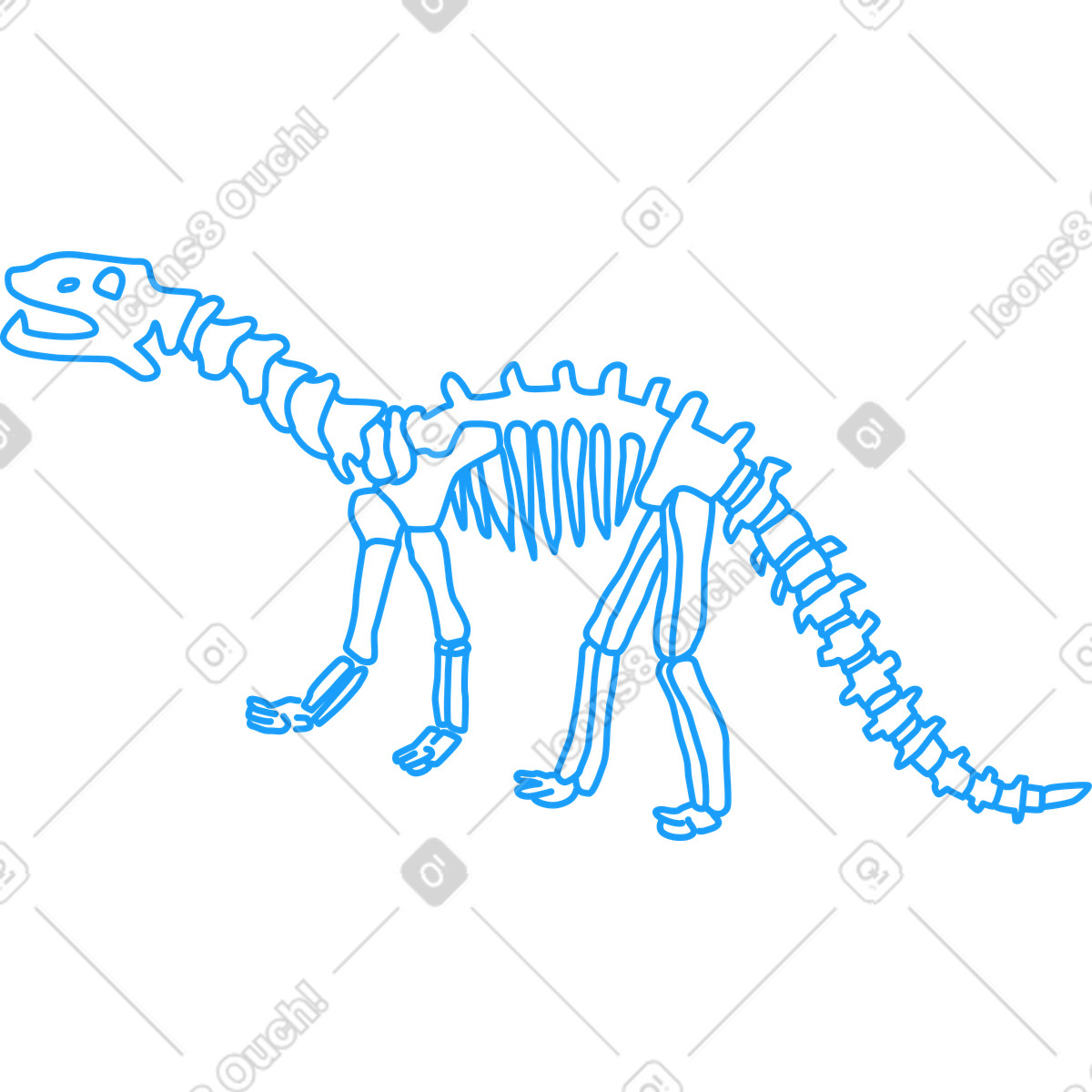 Scheletro di dinosauro illustrazione in stile Kiddo scarica in PNG, SVG