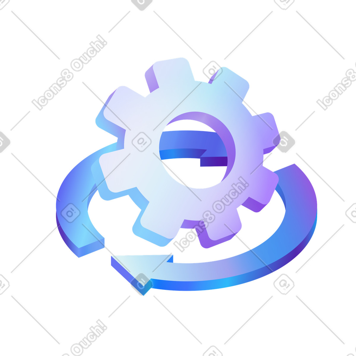 Gear with circular arrows, productivity and continuous improvement illustration in Hi-tech style download in PNG, SVG
