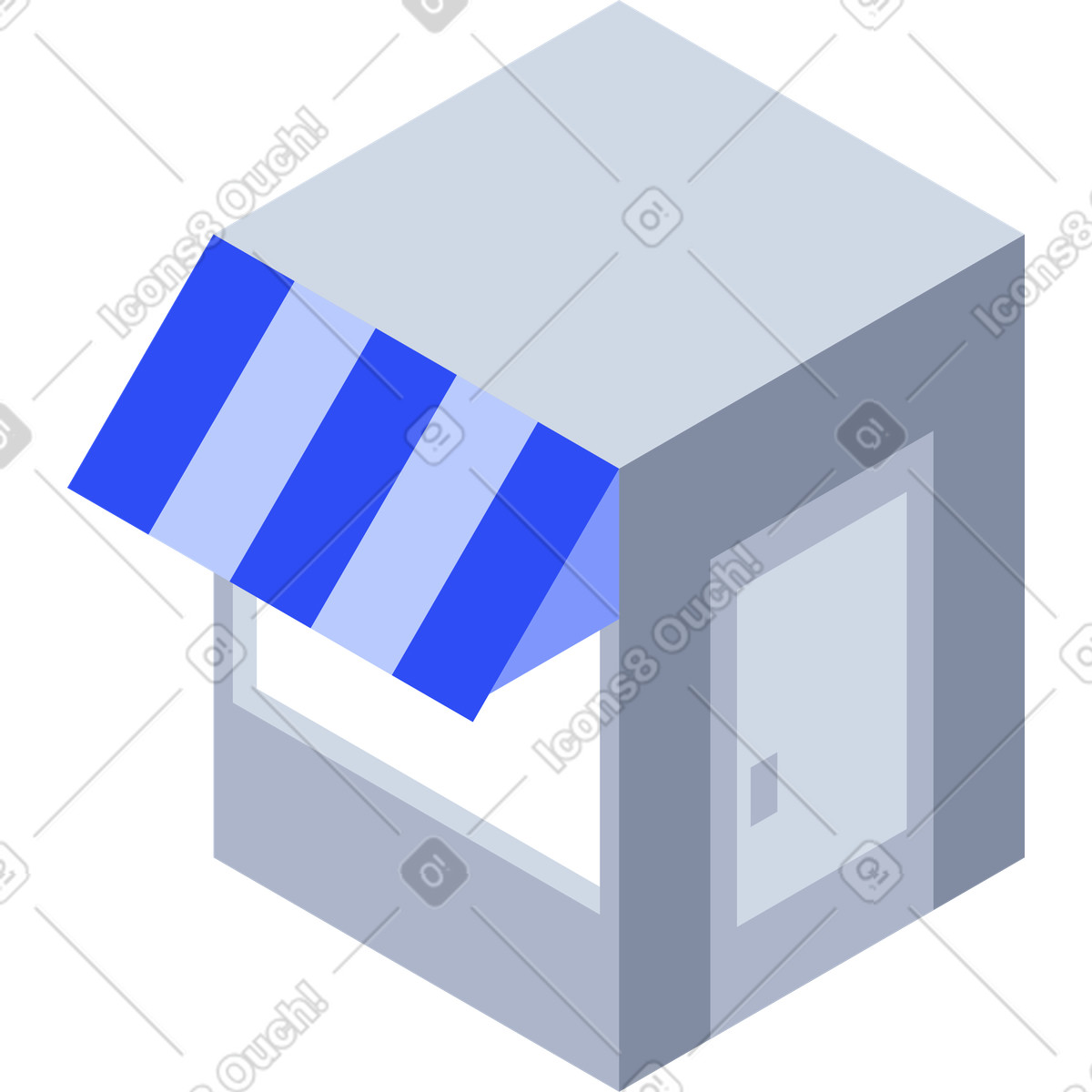 System 스타일의 Retail shop storefront with striped awning 일러스트레이션 PNG, SVG 다운로드