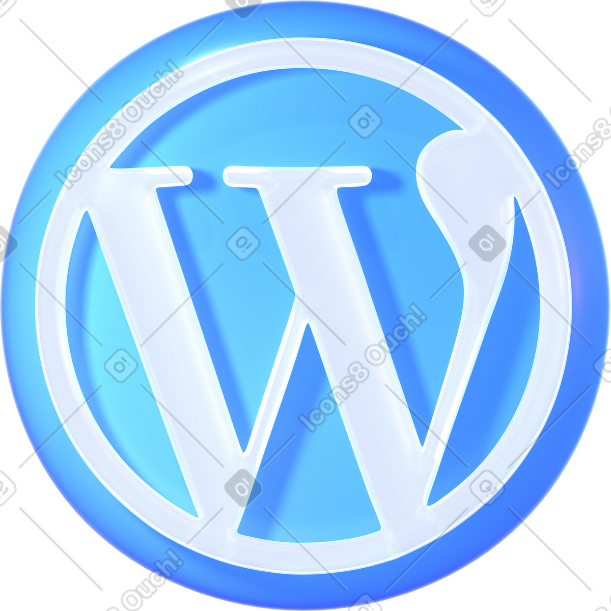 Logo astratto wordpress illustrazione in stile 3D Glassy scarica in PNG, SVG